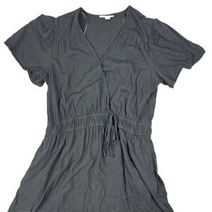 Women's Large Dress Maxi Short Sleeve Tiered Black Whimsigoth Elastic Waist
